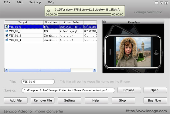 Lenogo Video to iPhone Converter screenshot